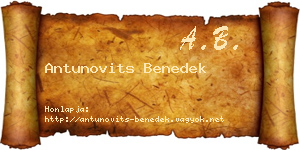 Antunovits Benedek névjegykártya
