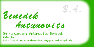 benedek antunovits business card